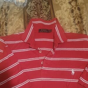 Polo by Ralph Lauren Red and White Striped Men's Polo